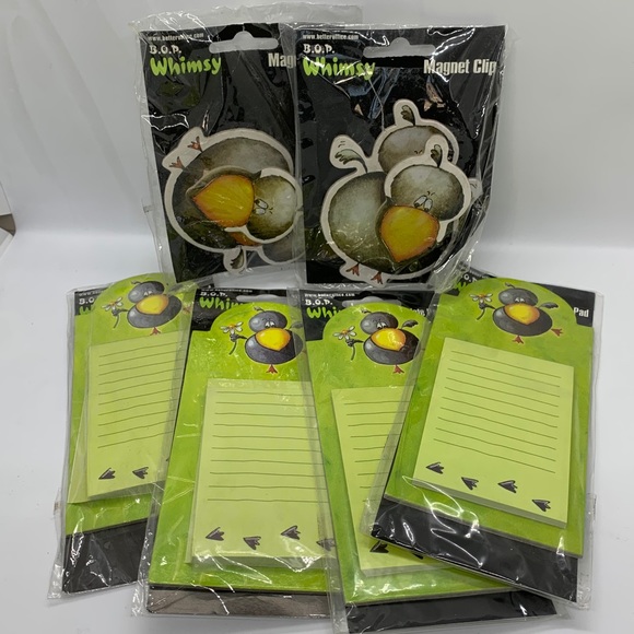 Magnet Note Pads & Magnetic Clips Lot B.O.P. Whimsy BIRDS - Picture 2 of 4